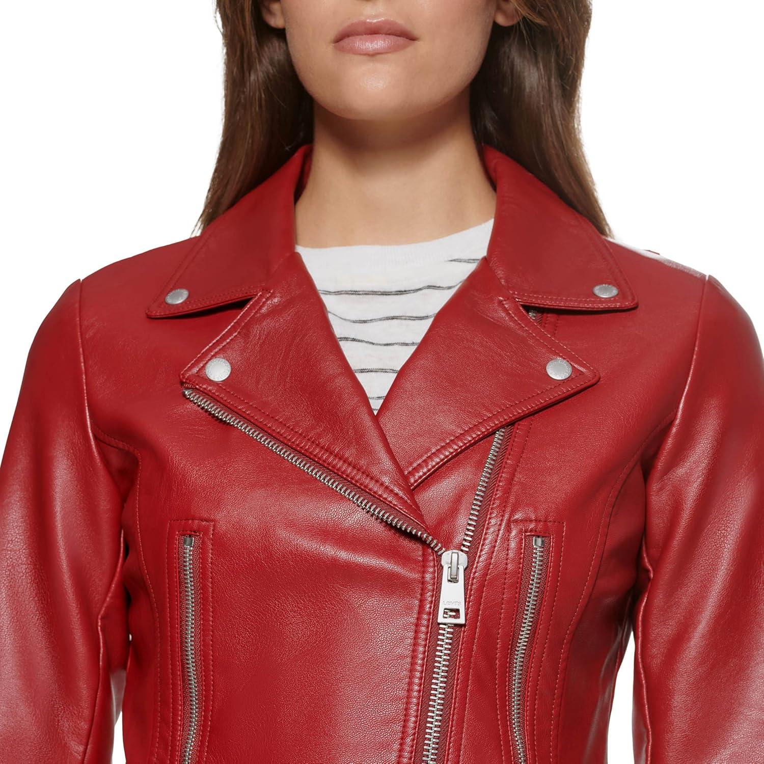 imageLevis Womens Vegan Leather 538 Moto Jacket Regular amp Plus SizeDeep Red