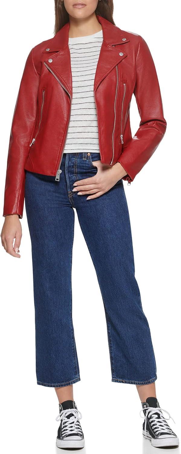 imageLevis Womens Vegan Leather 538 Moto Jacket Regular amp Plus SizeDeep Red