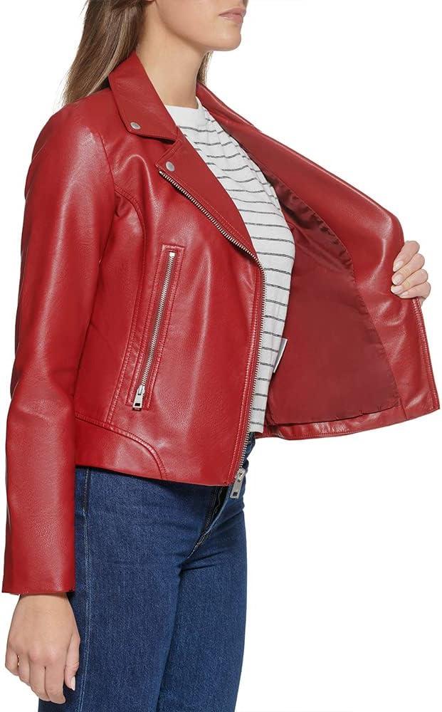 imageLevis Womens Vegan Leather 538 Moto Jacket Regular amp Plus SizeDeep Red