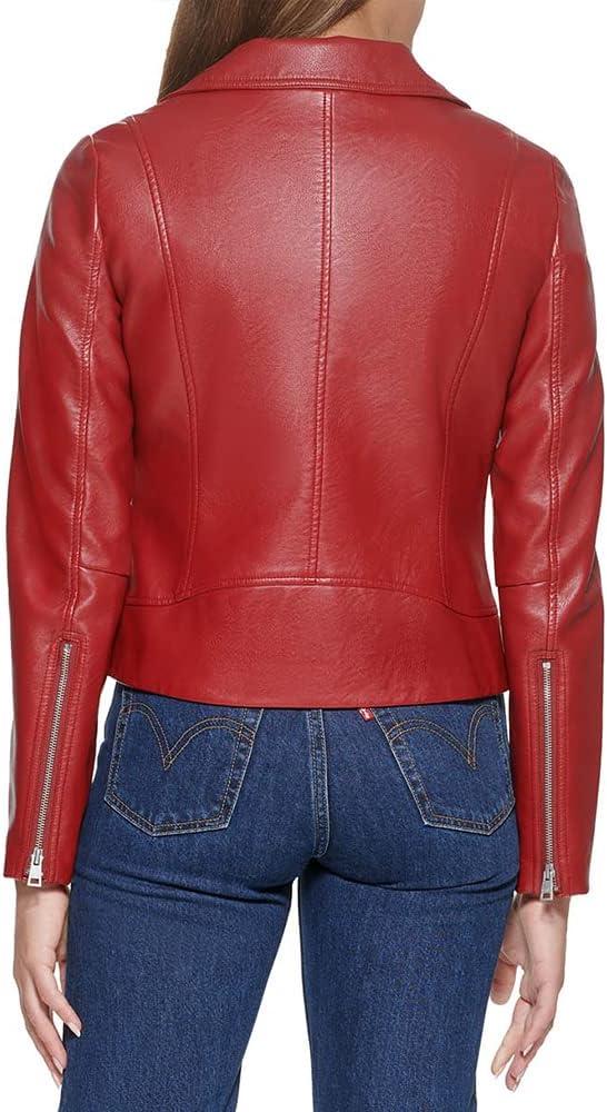 imageLevis Womens Vegan Leather 538 Moto Jacket Regular amp Plus SizeDeep Red