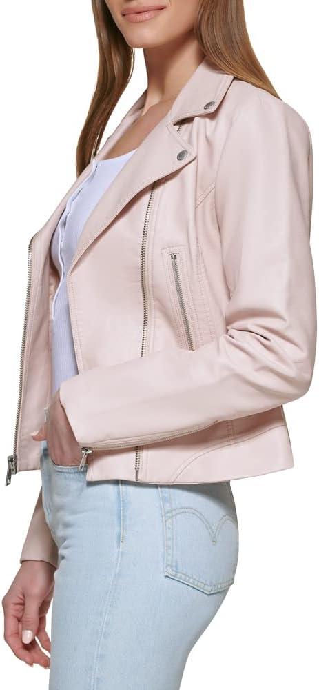 imageLevis Womens Vegan Leather 538 Moto Jacket Regular amp Plus SizePeach Blossom