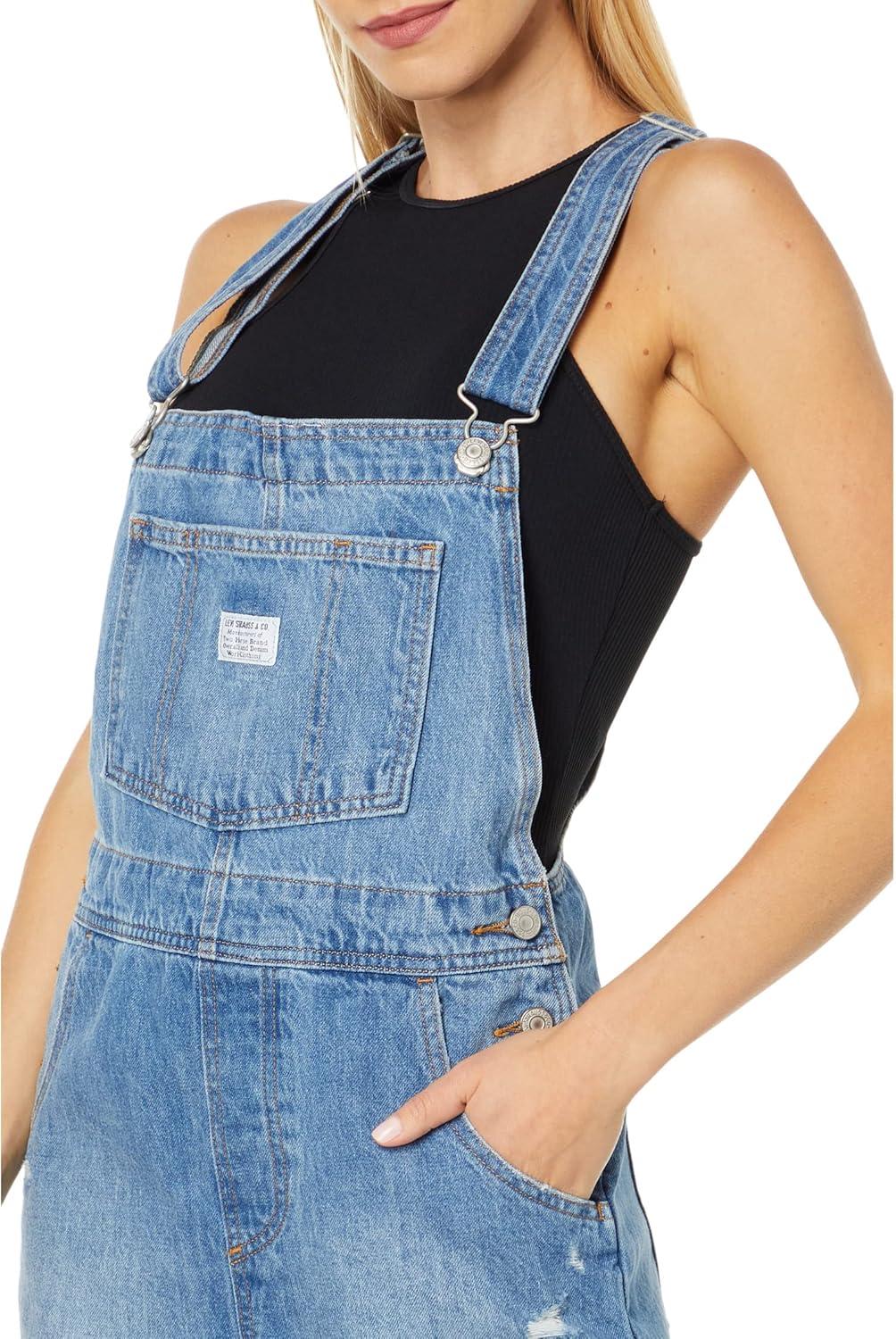imageLevis Womens Vintage Shortalls Also Available in PlusMedium Indigo Destructed