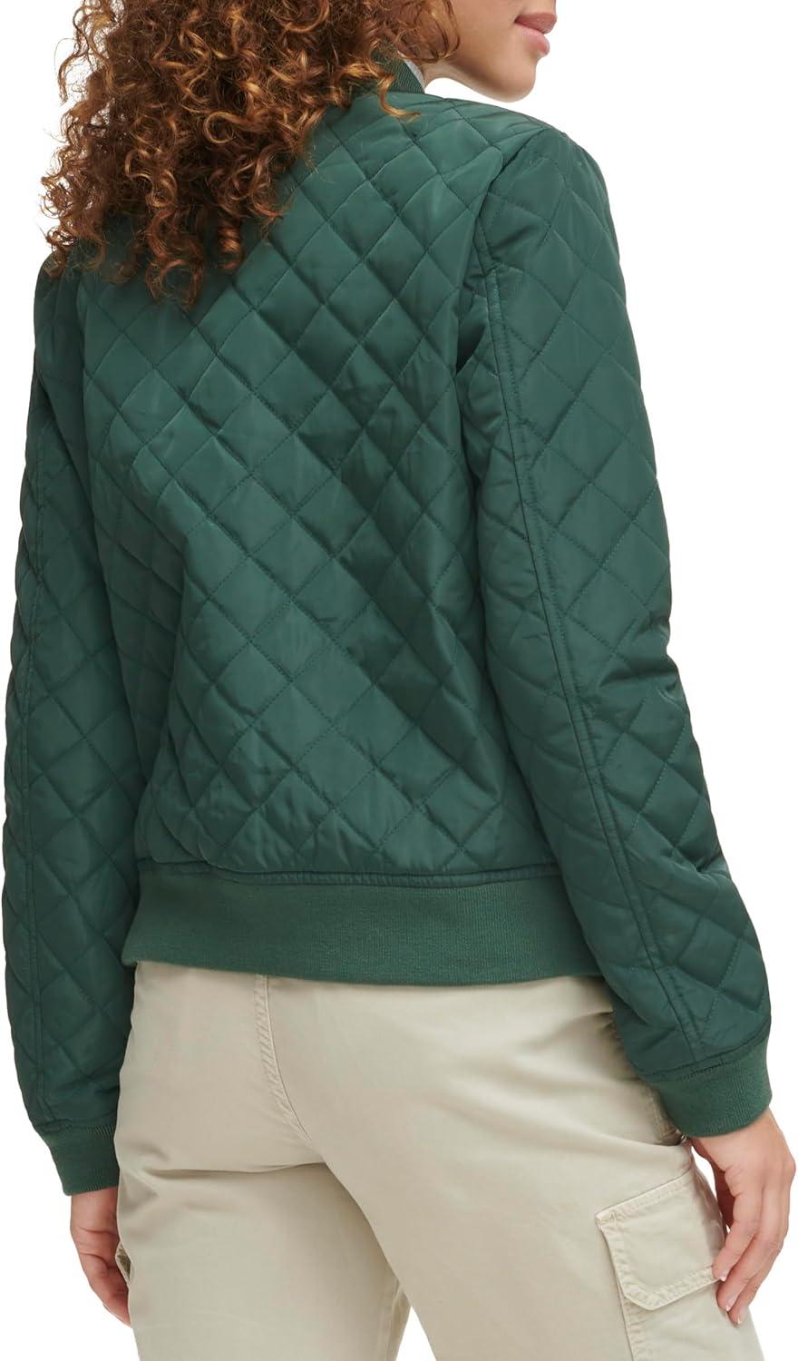 imageLevis Womens Womens Diamond Quilted Bomber Jacket With Front Pockets Regular amp Plus SizesDarkest Spruce