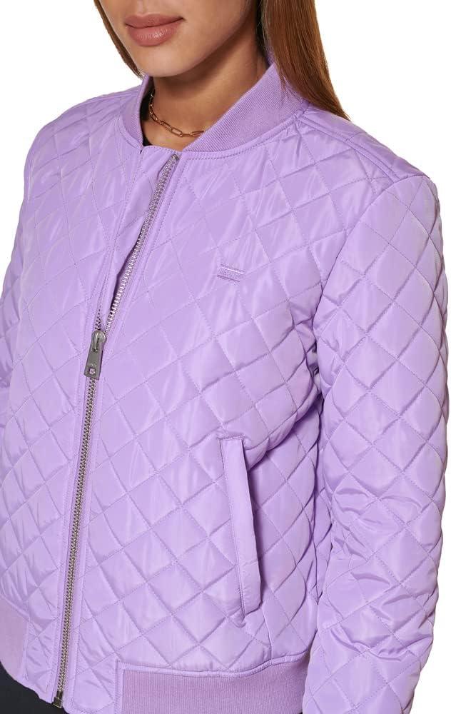 imageLevis Womens Womens Diamond Quilted Bomber Jacket With Front Pockets Regular amp Plus SizesLilac Mist