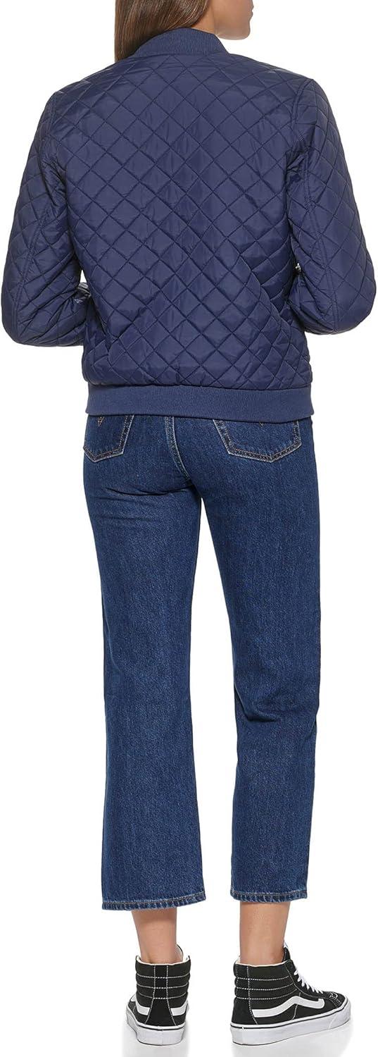imageLevis Womens Womens Diamond Quilted Bomber Jacket With Front Pockets Regular amp Plus SizesNavy Sherpa Lined