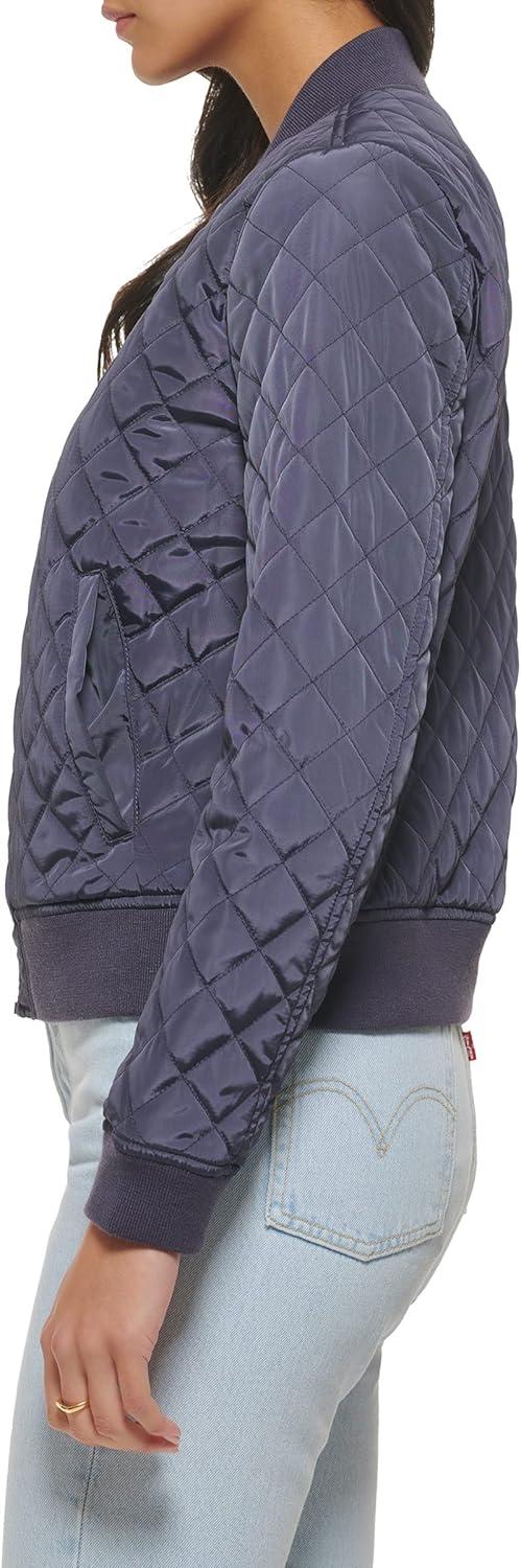 imageLevis Womens Womens Diamond Quilted Bomber Jacket With Front Pockets Regular amp Plus SizesOdyssey Grey
