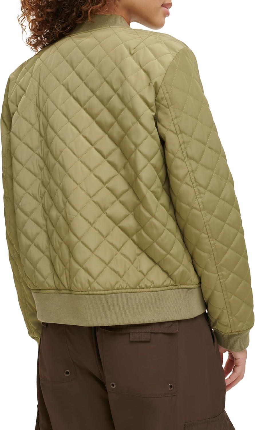 imageLevis Womens Womens Diamond Quilted Bomber Jacket With Front Pockets Regular amp Plus SizesOlive Tree
