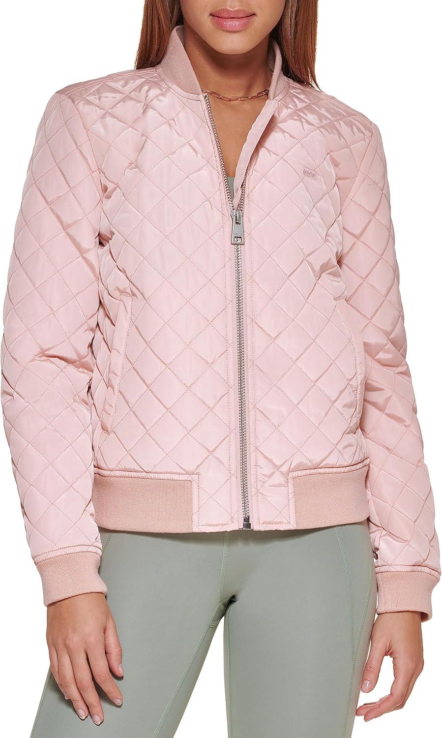 imageLevis Womens Womens Diamond Quilted Bomber Jacket With Front Pockets Regular amp Plus SizesRose Mist