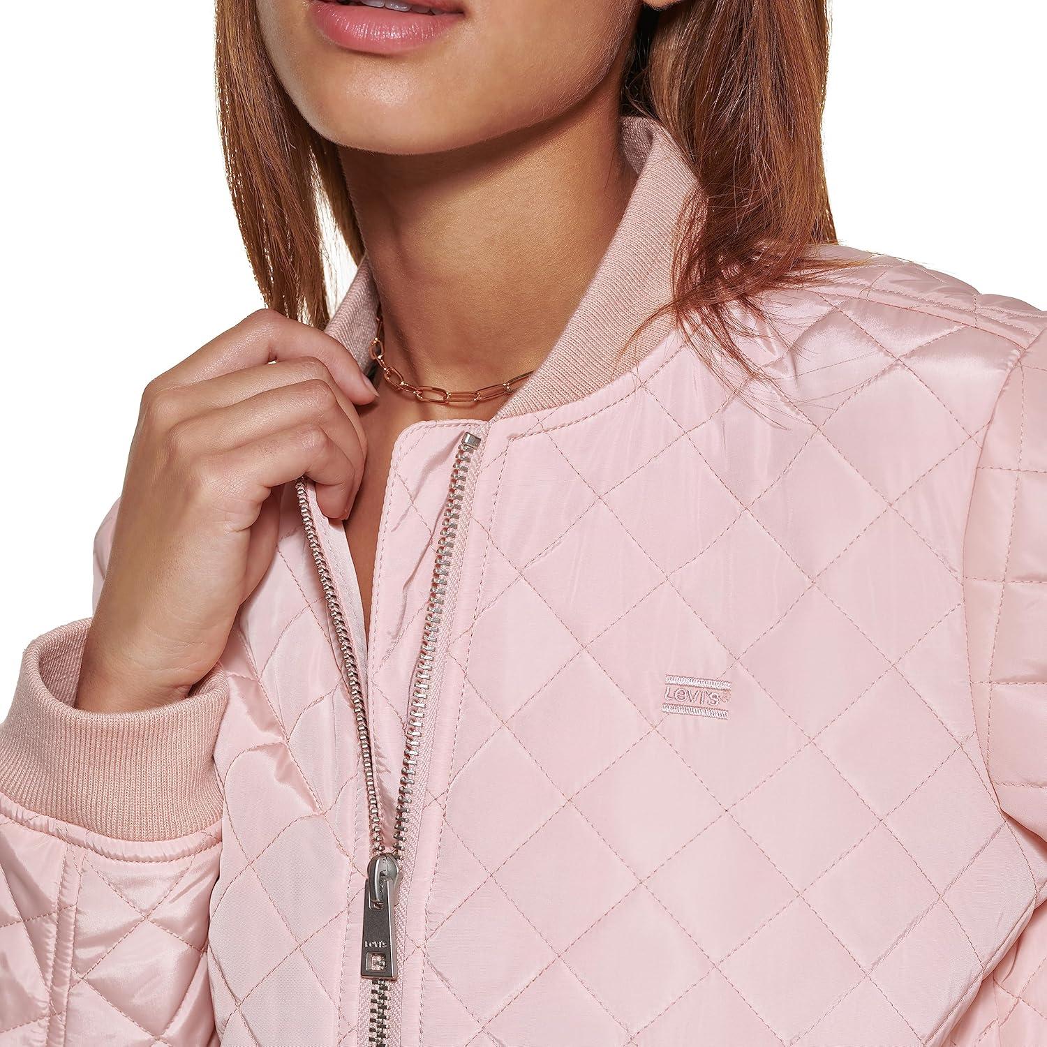 imageLevis Womens Womens Diamond Quilted Bomber Jacket With Front Pockets Regular amp Plus SizesRose Mist