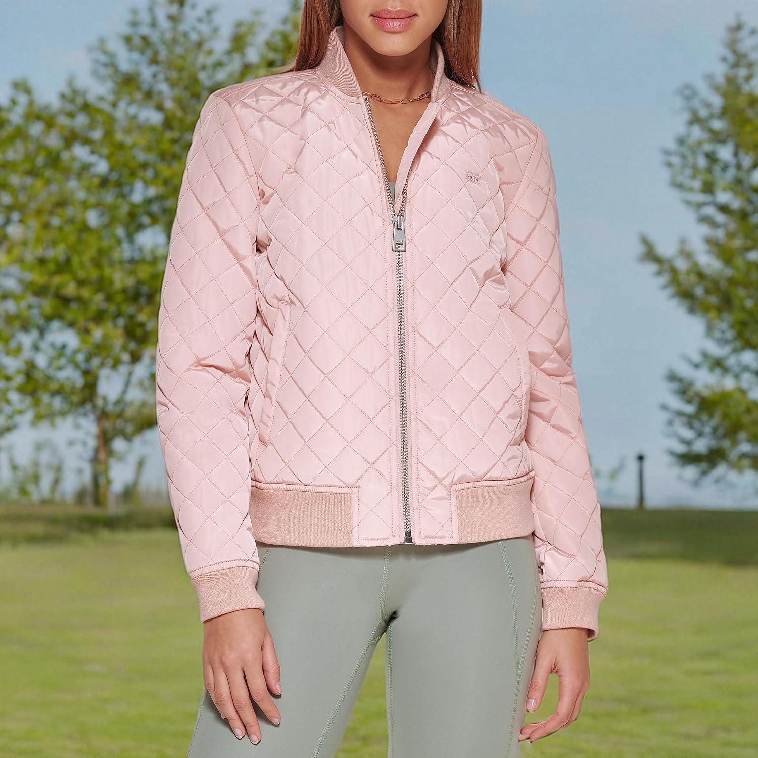 imageLevis Womens Womens Diamond Quilted Bomber Jacket With Front Pockets Regular amp Plus SizesRose Mist