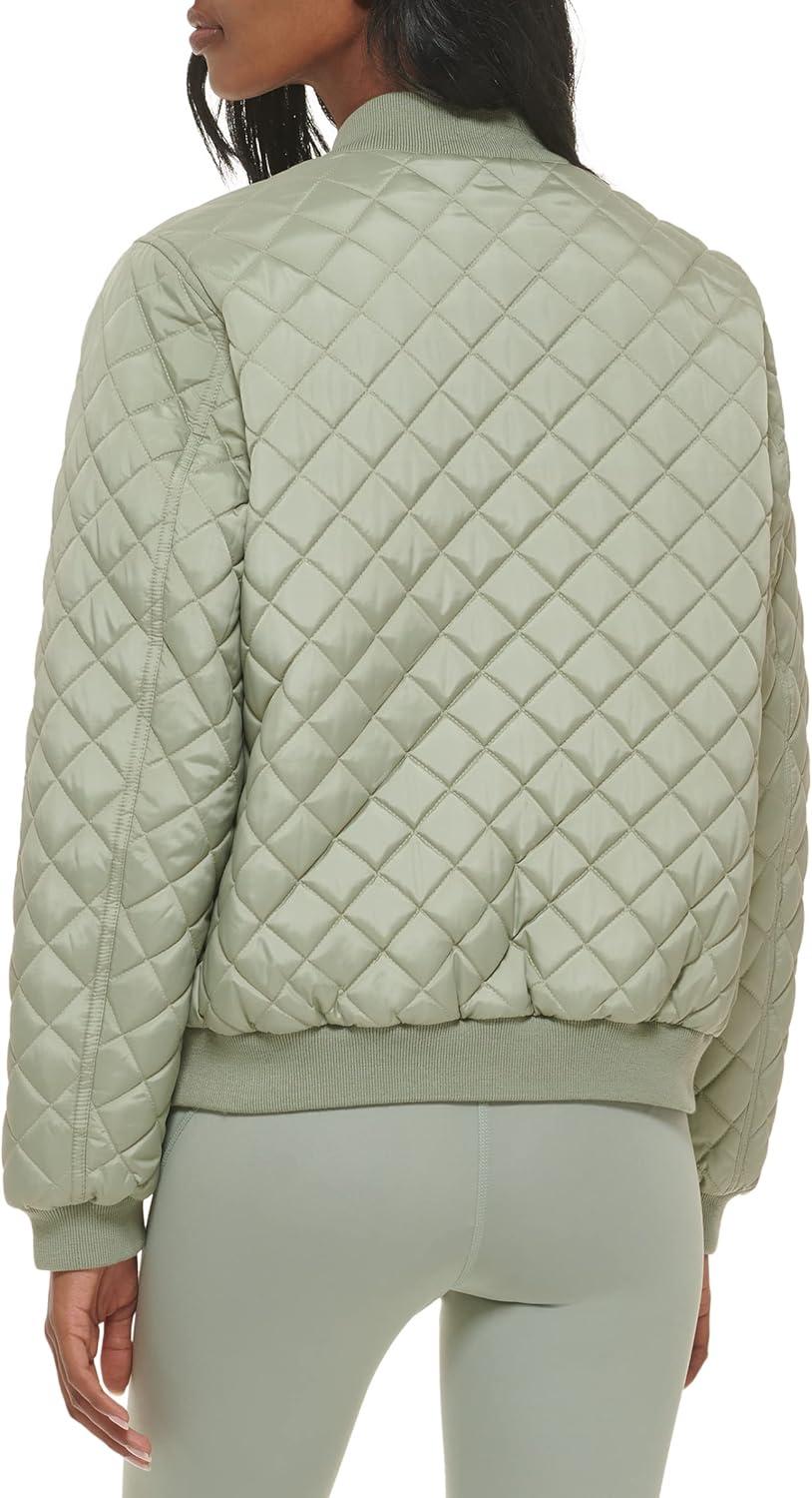 imageLevis Womens Womens Diamond Quilted Bomber Jacket With Front Pockets Regular amp Plus SizesSeafoam Sherpa Lined