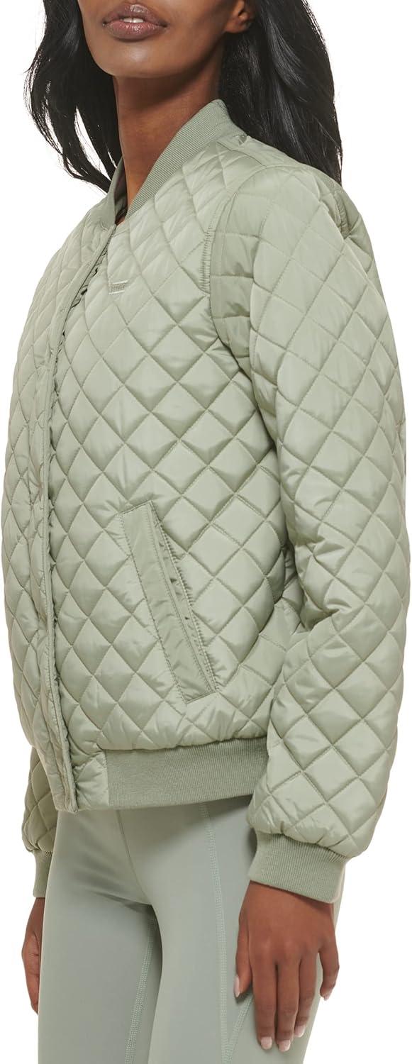 imageLevis Womens Womens Diamond Quilted Bomber Jacket With Front Pockets Regular amp Plus SizesSeafoam Sherpa Lined