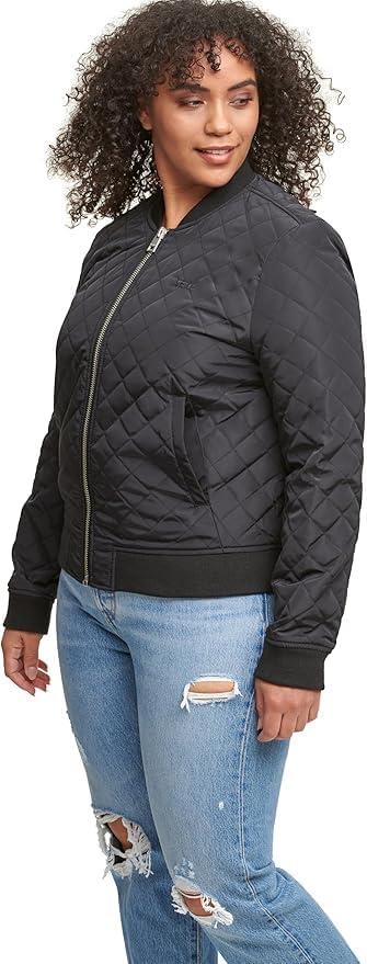 imageLevis Womens Womens Diamond Quilted Bomber Jacket With Front Pockets Regular amp Plus SizesShade Black