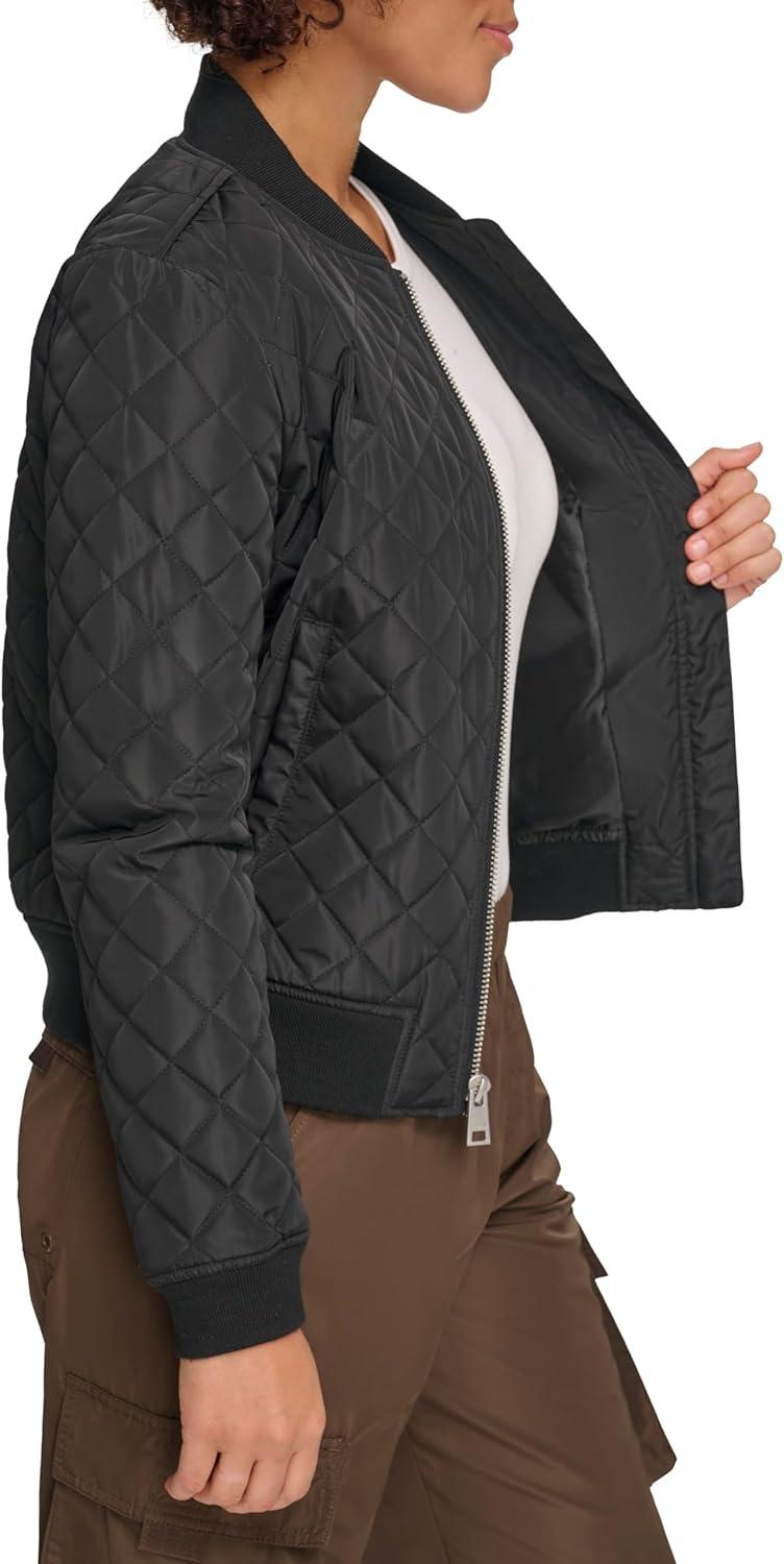 imageLevis Womens Womens Diamond Quilted Bomber Jacket With Front Pockets Regular amp Plus SizesShade Black