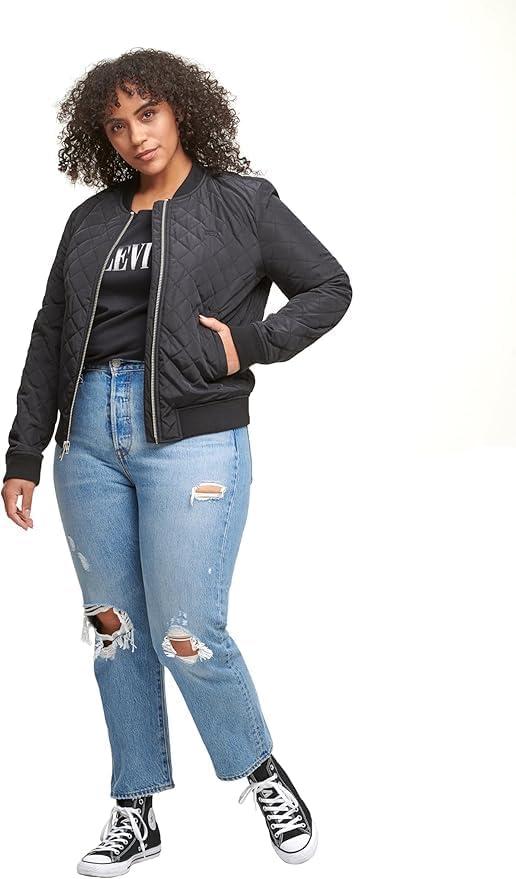 imageLevis Womens Womens Diamond Quilted Bomber Jacket With Front Pockets Regular amp Plus SizesShade Black