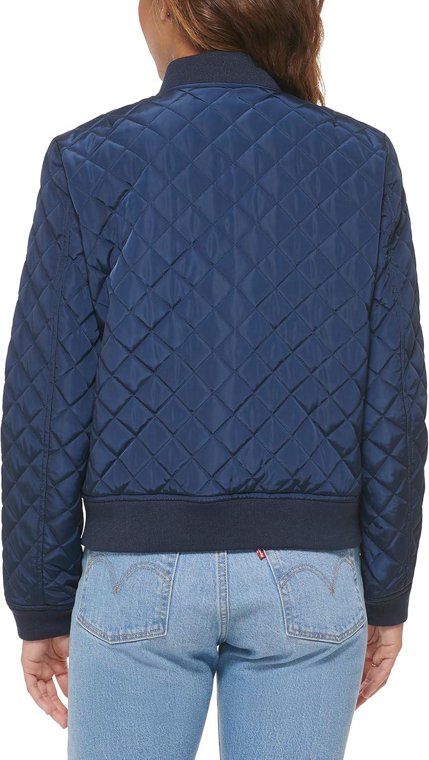 imageLevis Womens Womens Diamond Quilted Bomber Jacket With Front Pockets Regular amp Plus SizesWashed Navy
