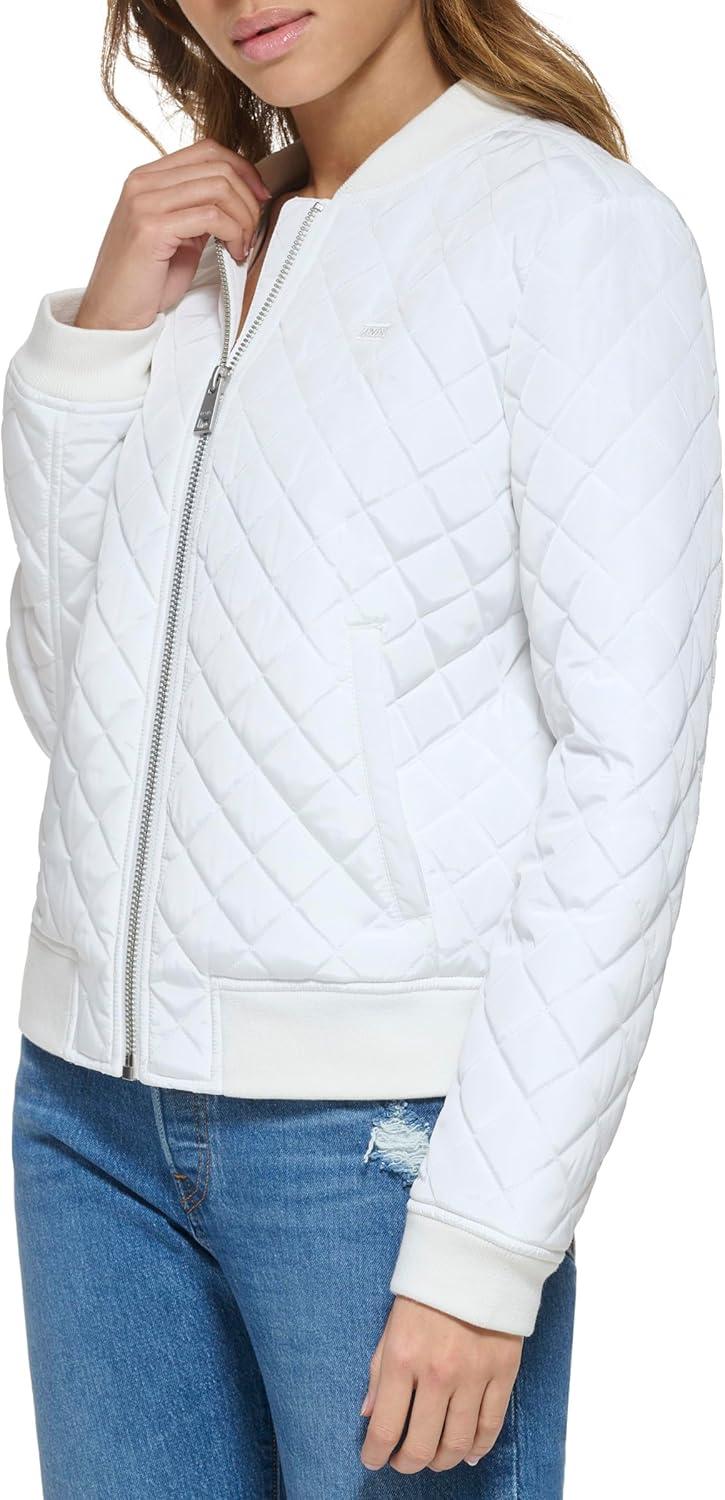 imageLevis Womens Womens Diamond Quilted Bomber Jacket With Front Pockets Regular amp Plus SizesWhite