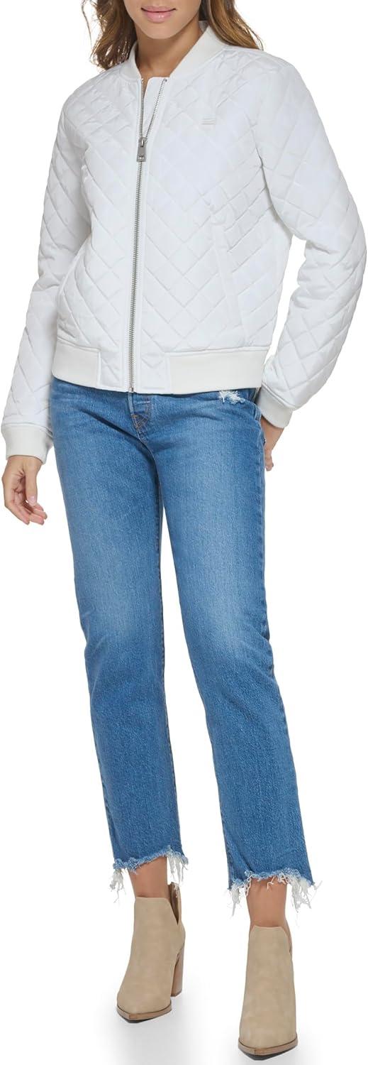imageLevis Womens Womens Diamond Quilted Bomber Jacket With Front Pockets Regular amp Plus SizesWhite