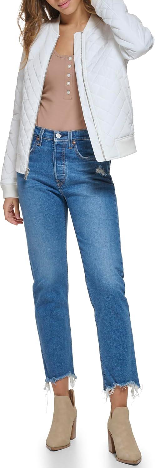 imageLevis Womens Womens Diamond Quilted Bomber Jacket With Front Pockets Regular amp Plus SizesWhite