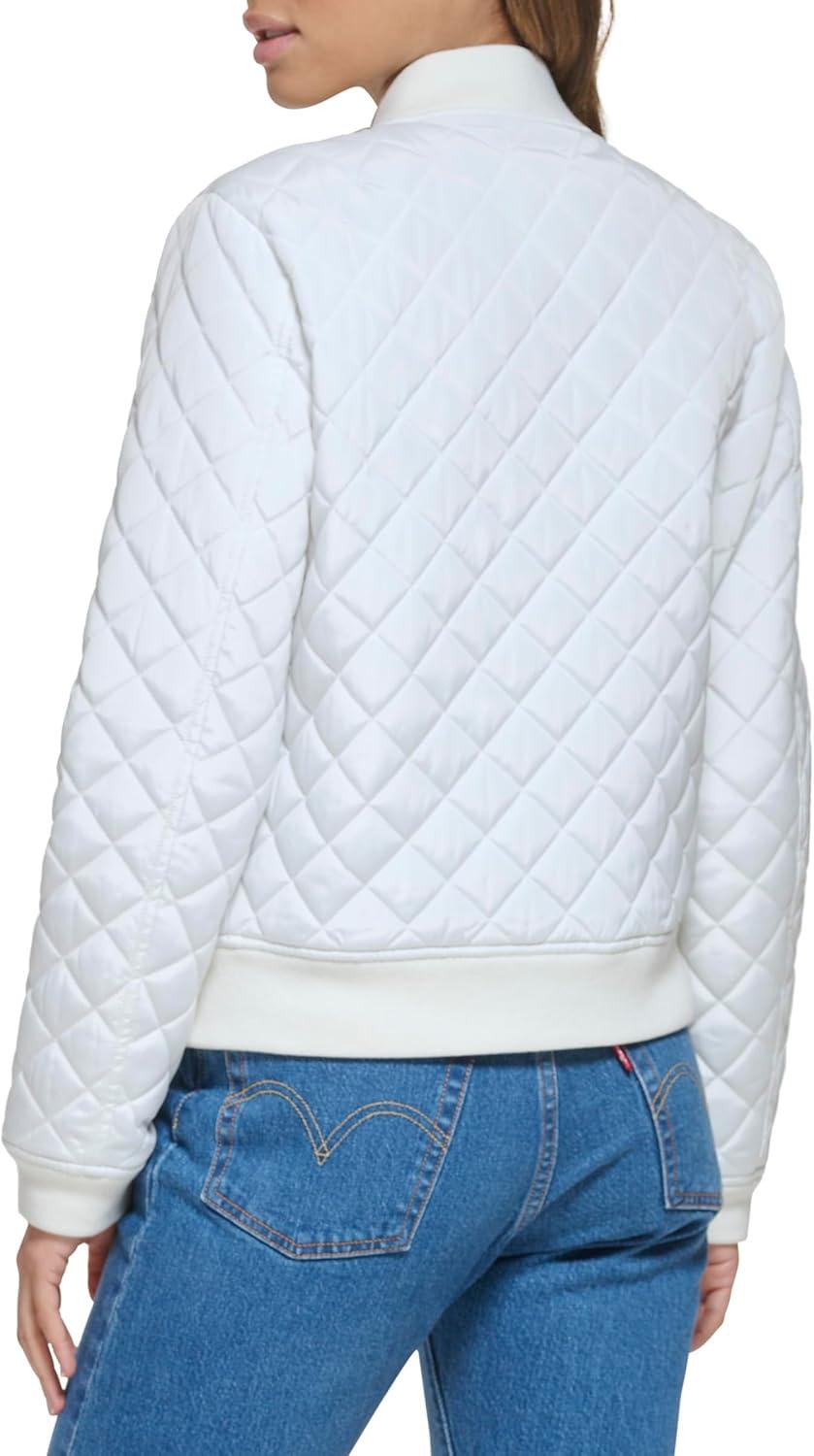 imageLevis Womens Womens Diamond Quilted Bomber Jacket With Front Pockets Regular amp Plus SizesWhite