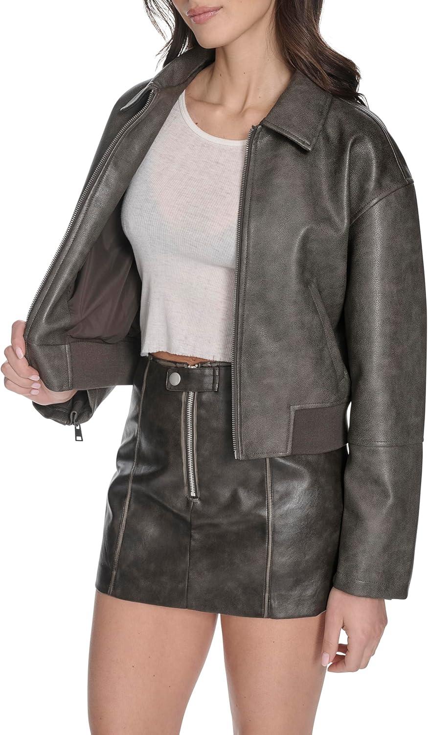 imageLevis womens Faux Leather Bomber With Laydown CollarAsh