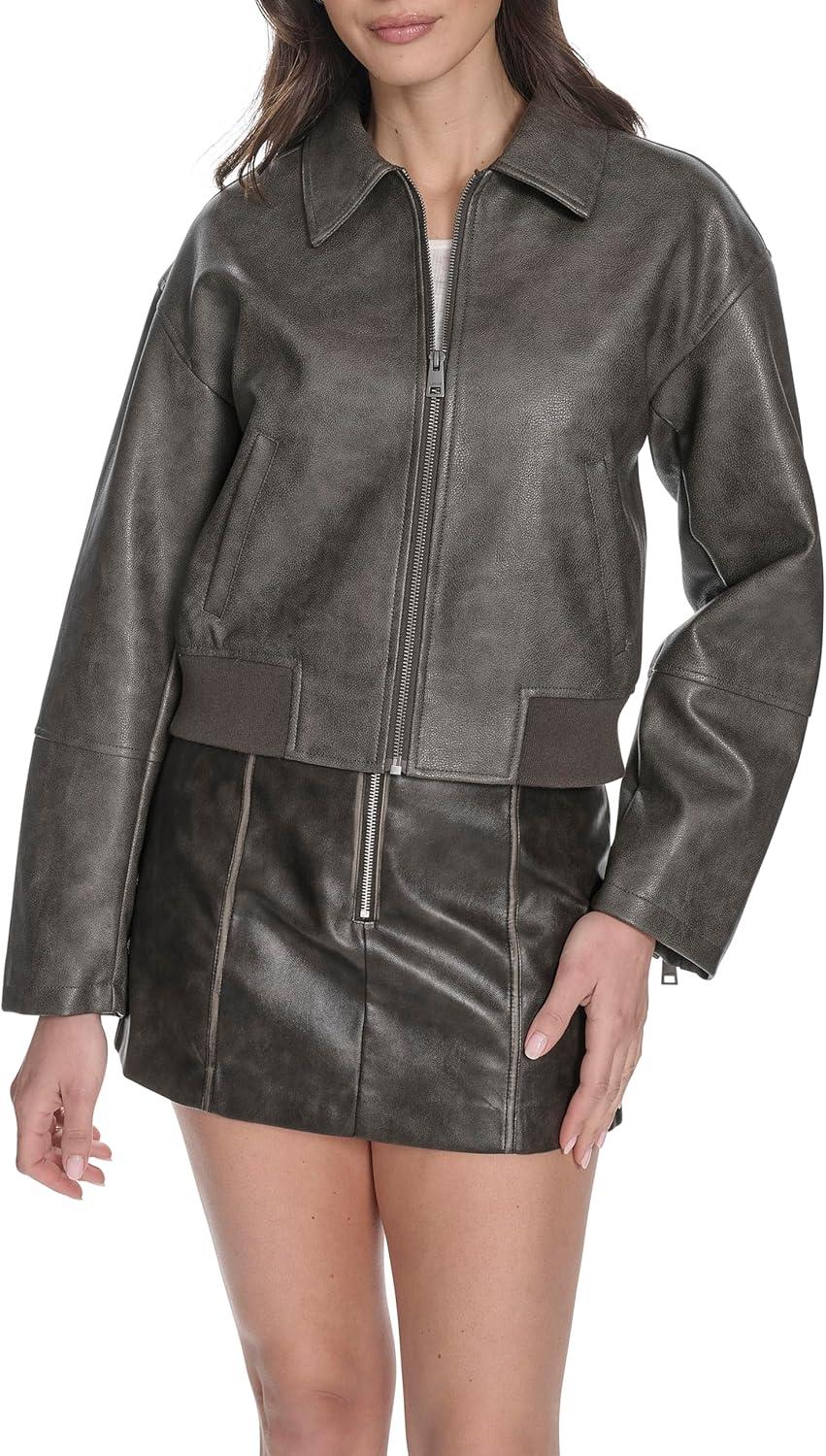 imageLevis womens Faux Leather Bomber With Laydown CollarAsh