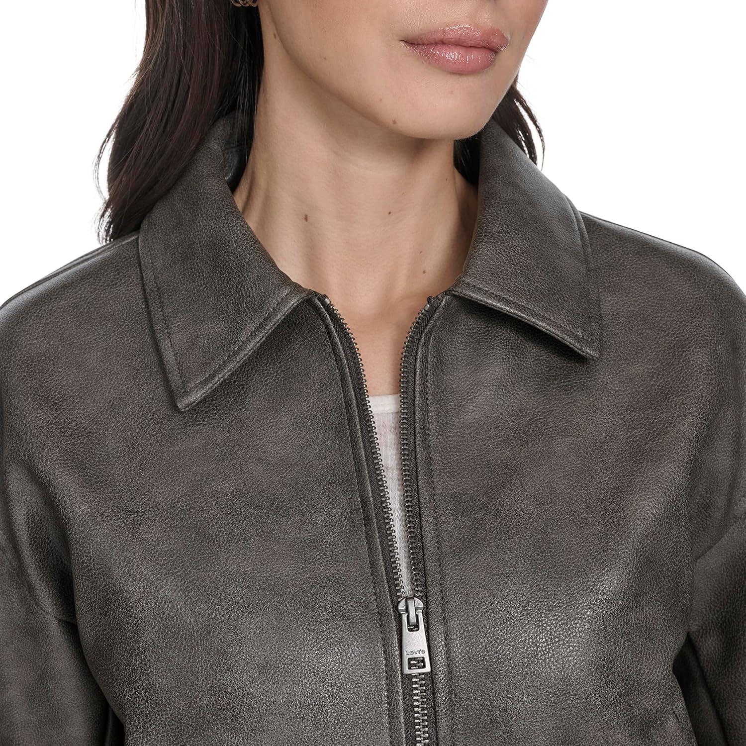 imageLevis womens Faux Leather Bomber With Laydown CollarAsh