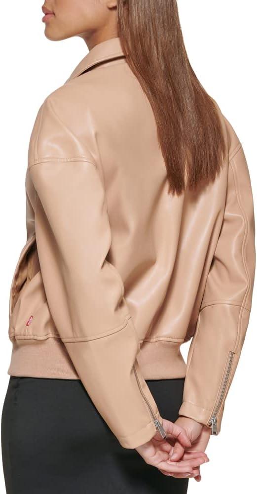 imageLevis womens Faux Leather Bomber With Laydown CollarBiscotti