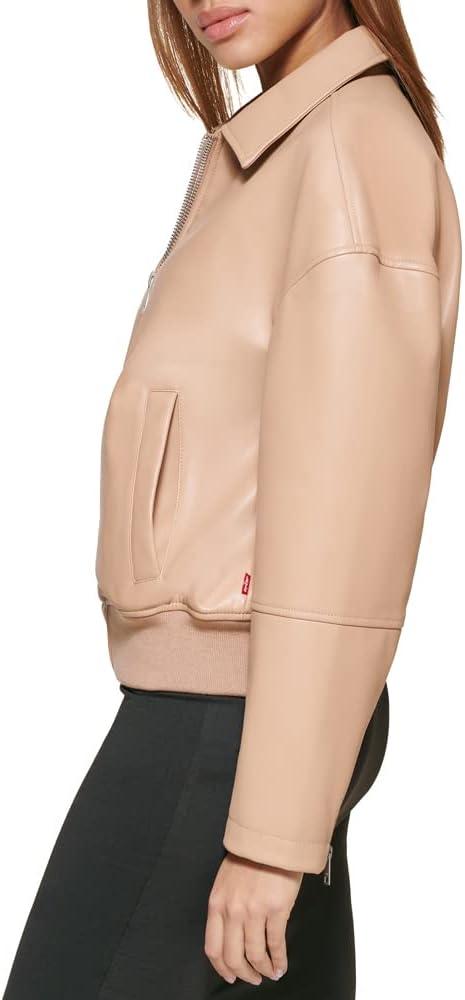 imageLevis womens Faux Leather Bomber With Laydown CollarBiscotti