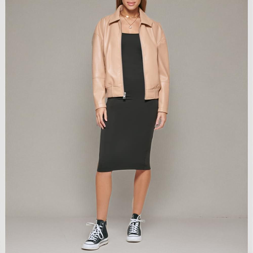 imageLevis womens Faux Leather Bomber With Laydown CollarBiscotti