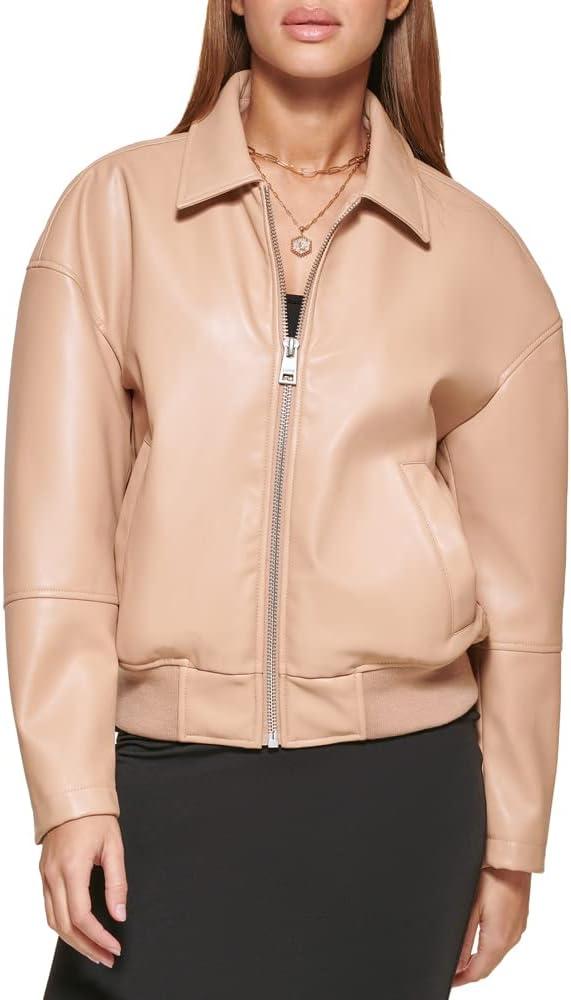 imageLevis womens Faux Leather Bomber With Laydown CollarBiscotti