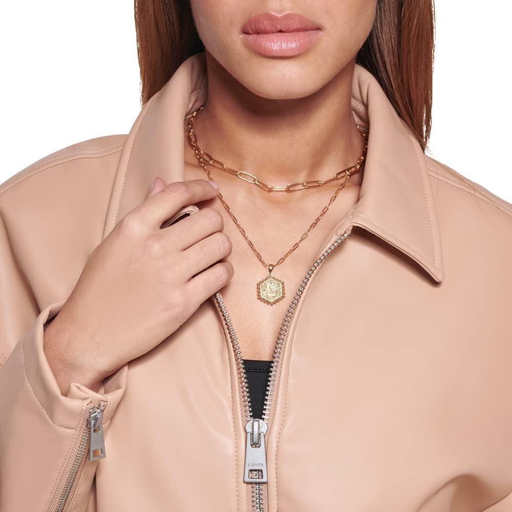 imageLevis womens Faux Leather Bomber With Laydown CollarBiscotti