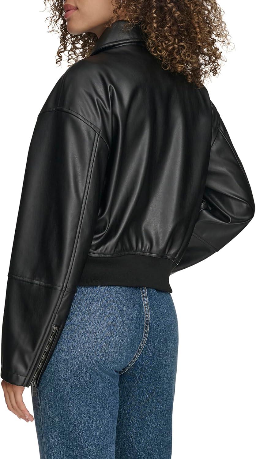 imageLevis womens Faux Leather Bomber With Laydown CollarBlack