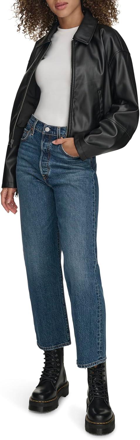 imageLevis womens Faux Leather Bomber With Laydown CollarBlack