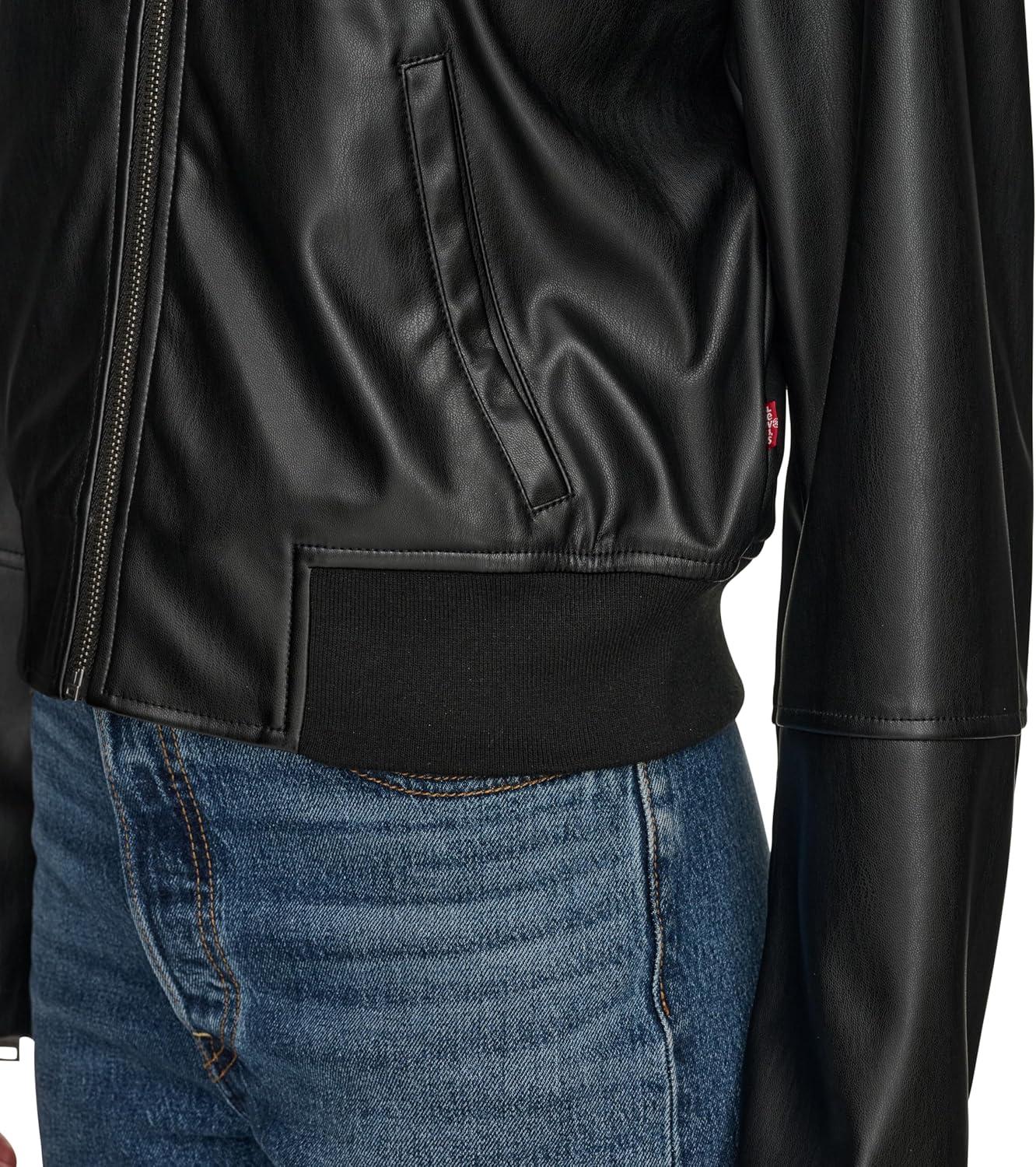 imageLevis womens Faux Leather Bomber With Laydown CollarBlack