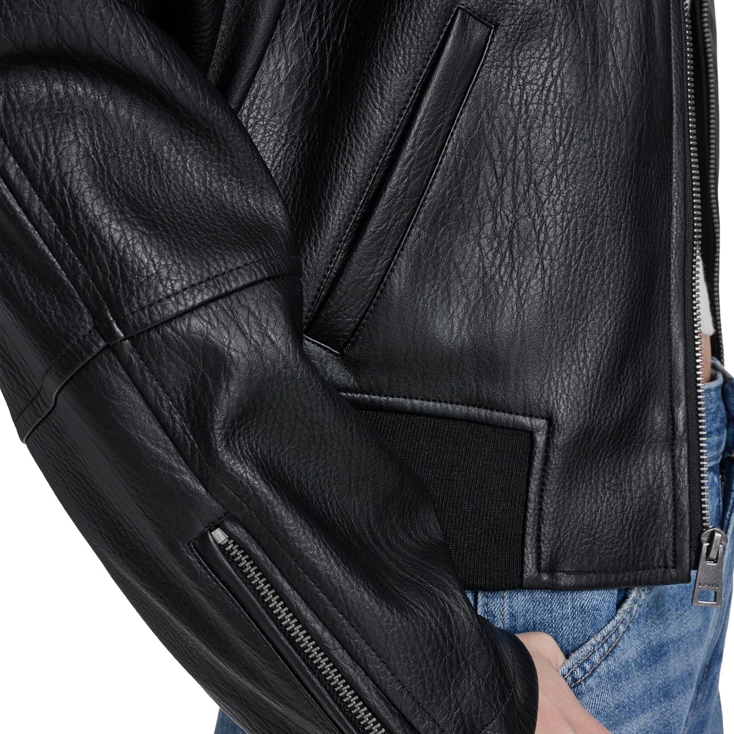 imageLevis womens Faux Leather Bomber With Laydown CollarBlack Faux Plated