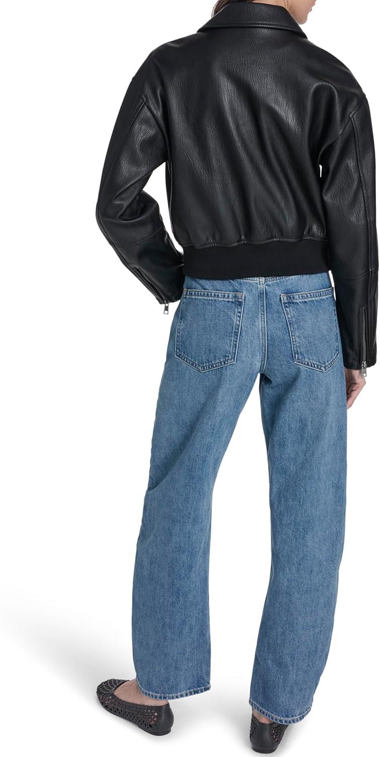 imageLevis womens Faux Leather Bomber With Laydown CollarBlack Faux Plated