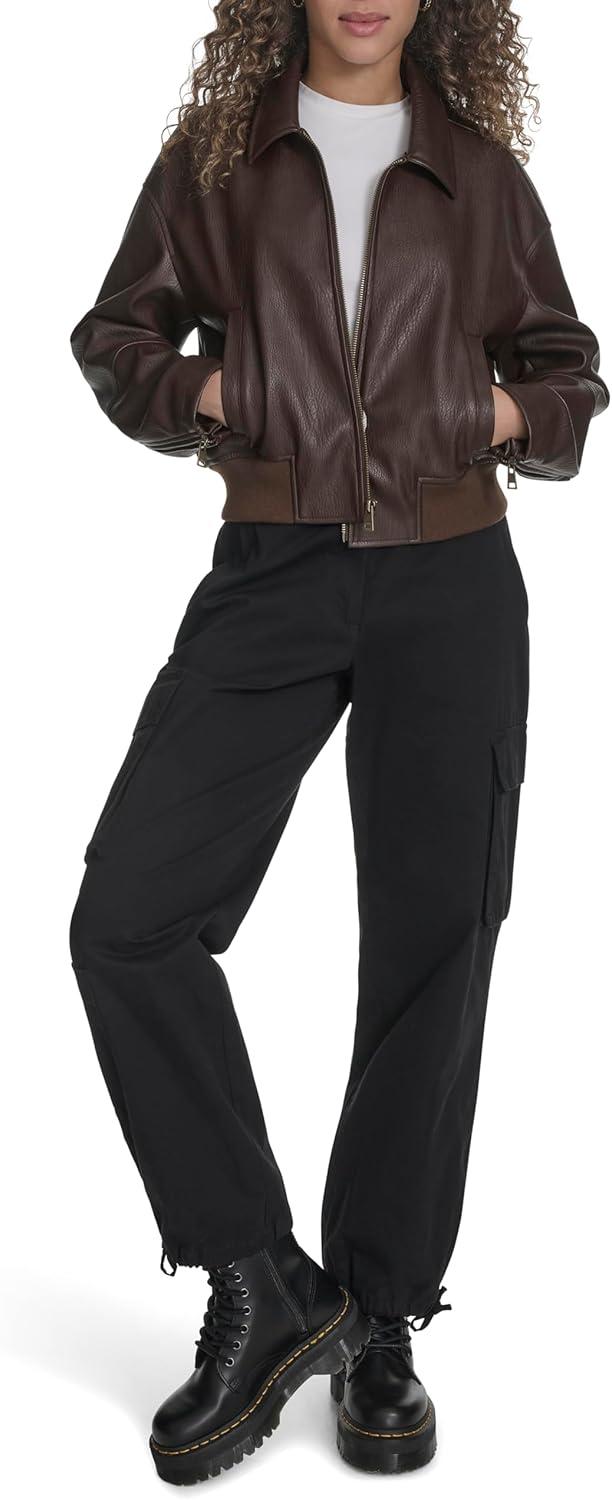 imageLevis womens Faux Leather Bomber With Laydown CollarDark Brown