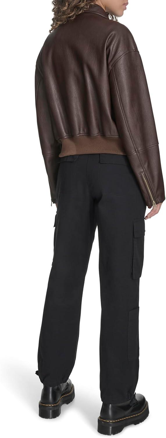 imageLevis womens Faux Leather Bomber With Laydown CollarDark Brown
