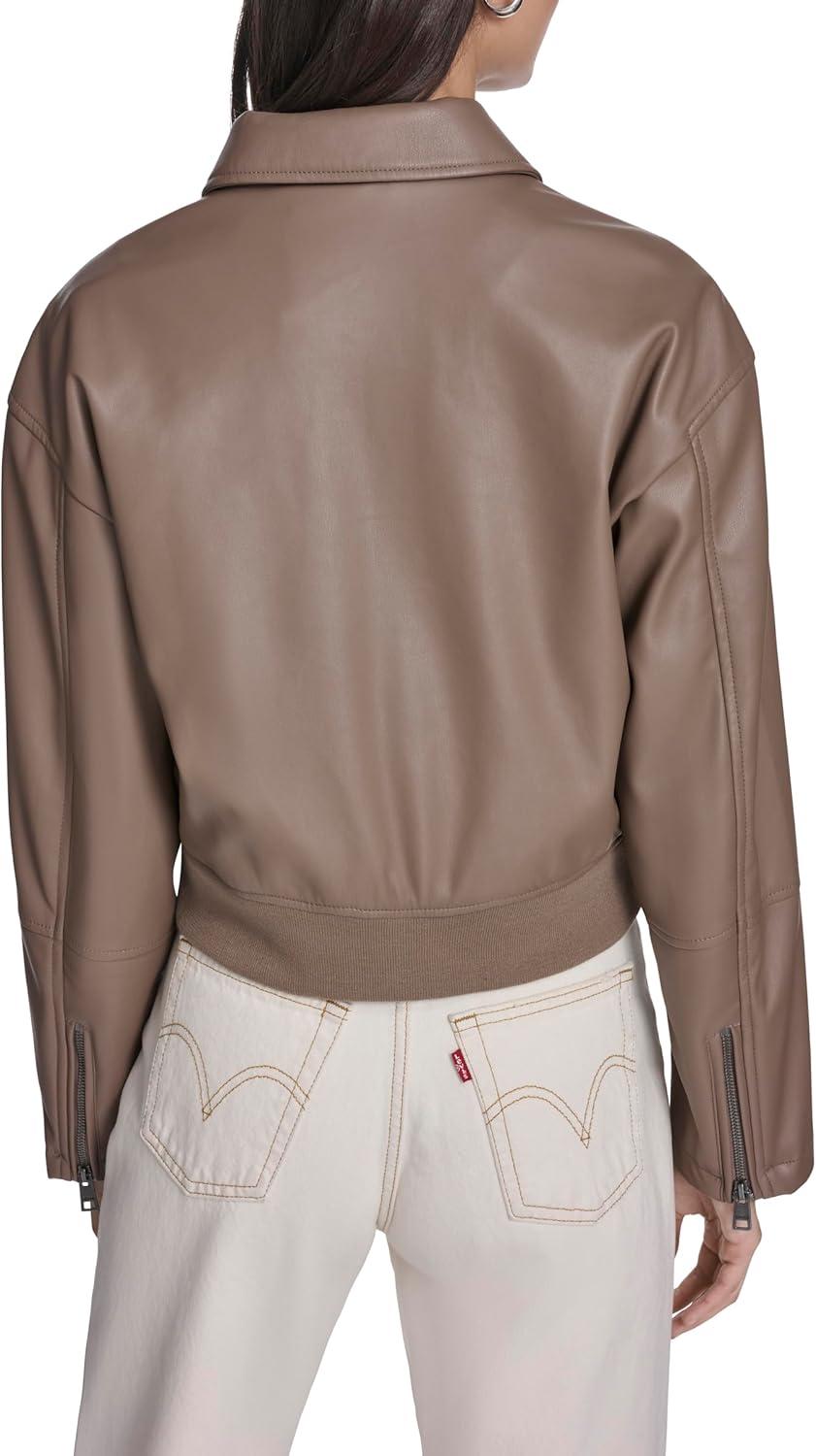imageLevis womens Faux Leather Bomber With Laydown CollarPine Bark