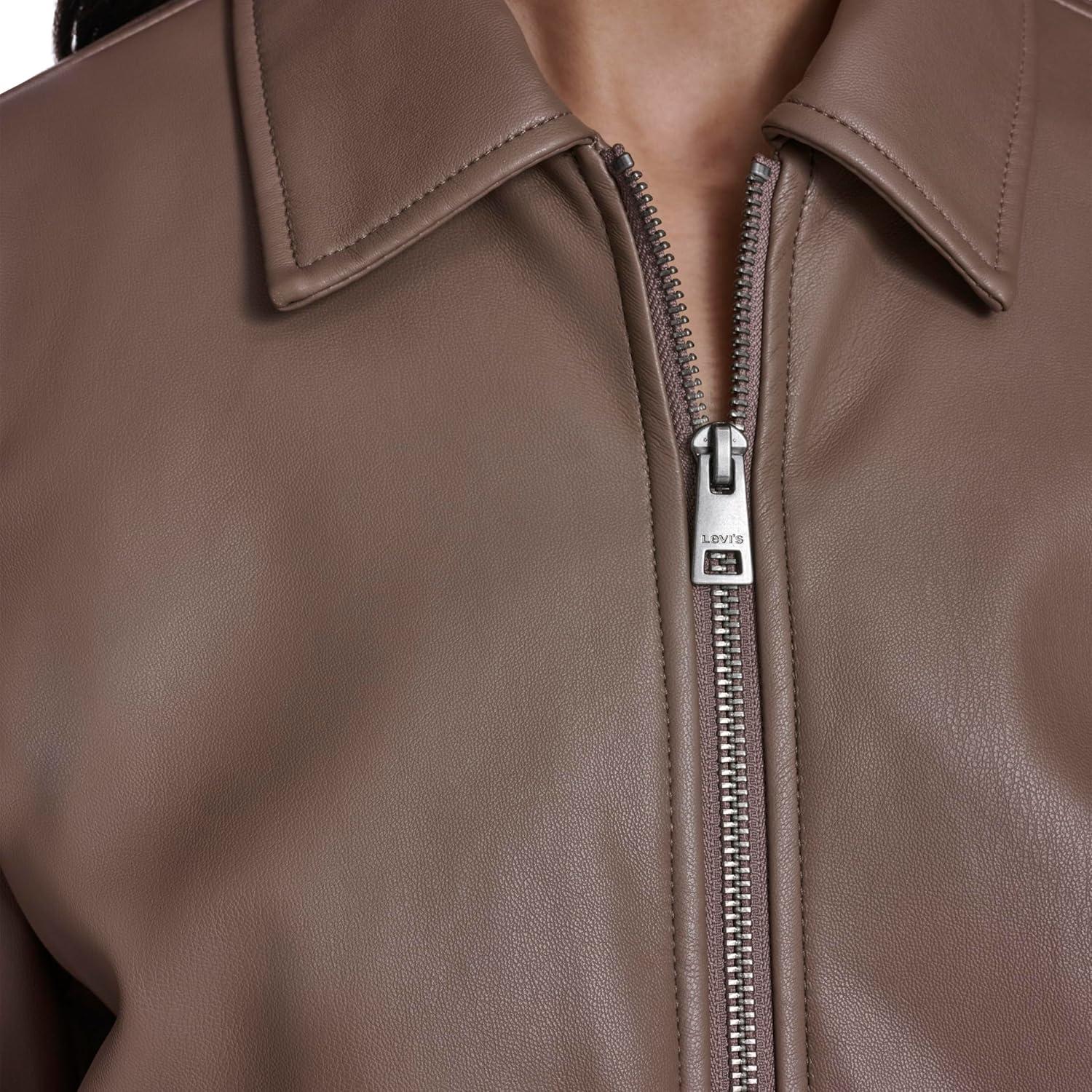 imageLevis womens Faux Leather Bomber With Laydown CollarPine Bark