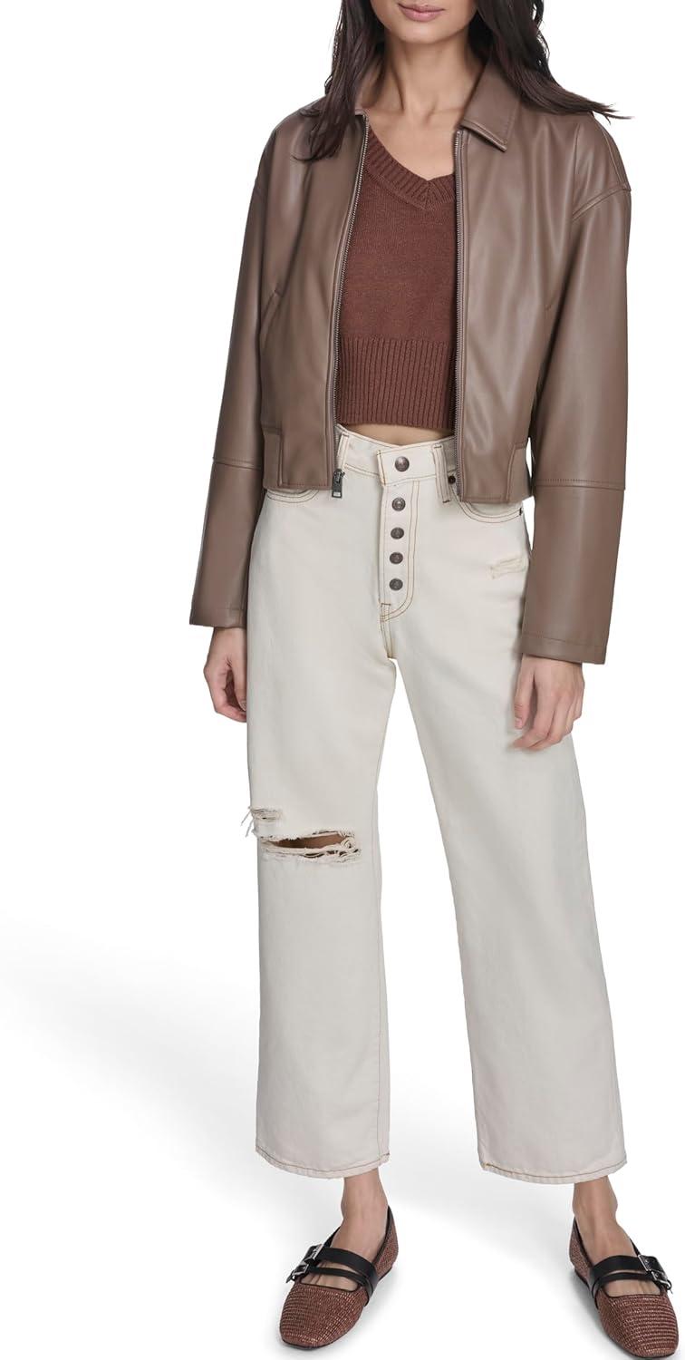 imageLevis womens Faux Leather Bomber With Laydown CollarPine Bark