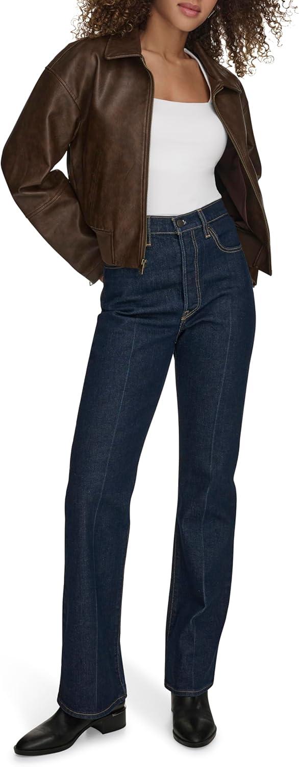 imageLevis womens Faux Leather Bomber With Laydown CollarSaddle