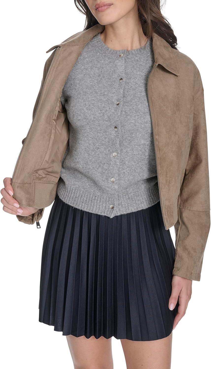 imageLevis womens Faux Leather Bomber With Laydown CollarTan Faux Suede