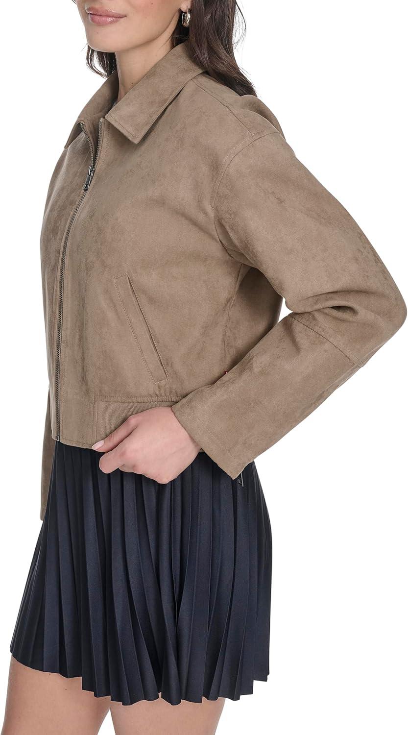 imageLevis womens Faux Leather Bomber With Laydown CollarTan Faux Suede