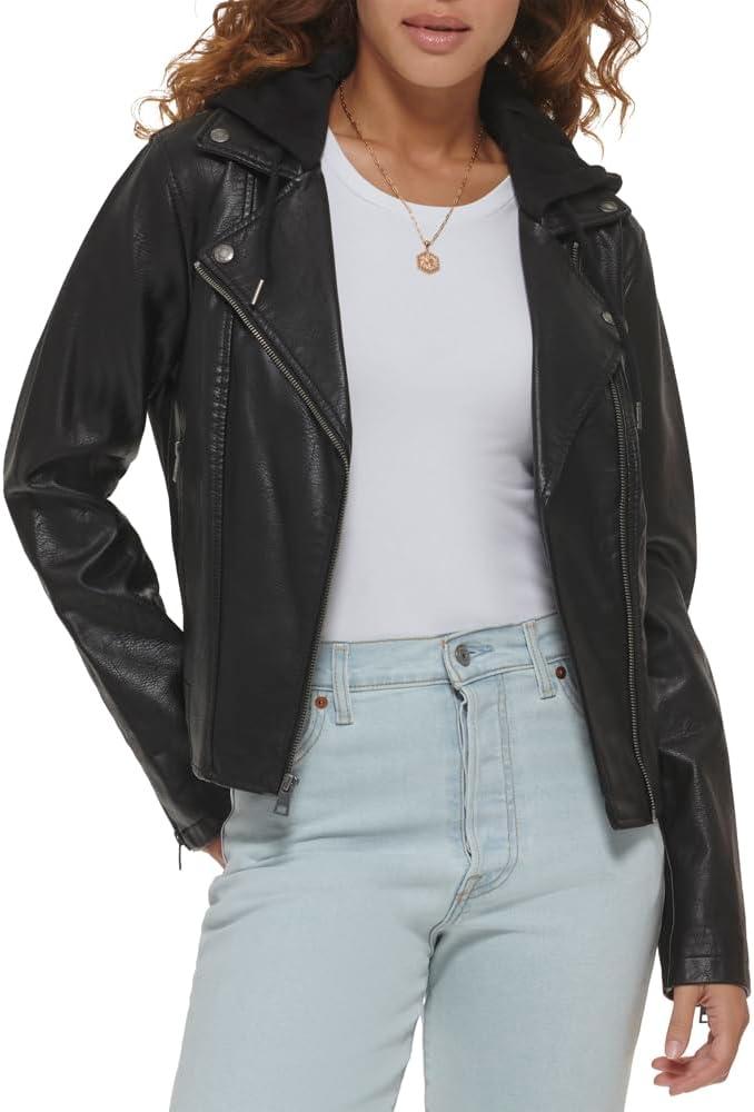 imageLevis womens Levis Womens the Classic Faux Leather Motorcycle Jacket Regular amp Plus SizeBlack