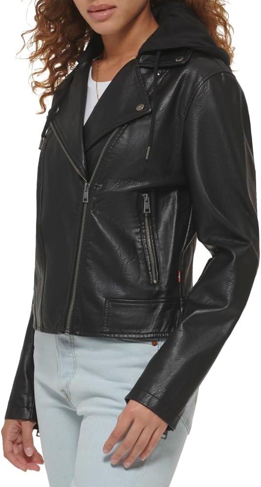 imageLevis womens Levis Womens the Classic Faux Leather Motorcycle Jacket Regular amp Plus SizeBlack