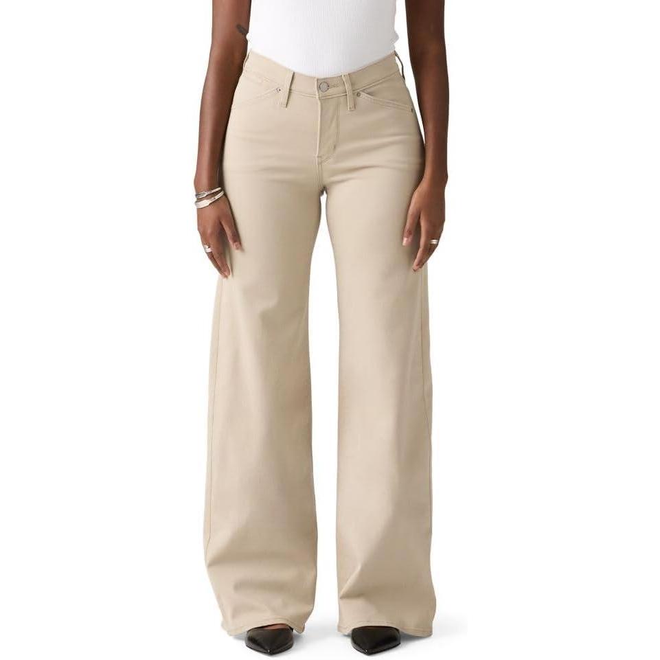 imageLevis Womens 318 Shaping Wide LegWhite Pepper Twill Stretch