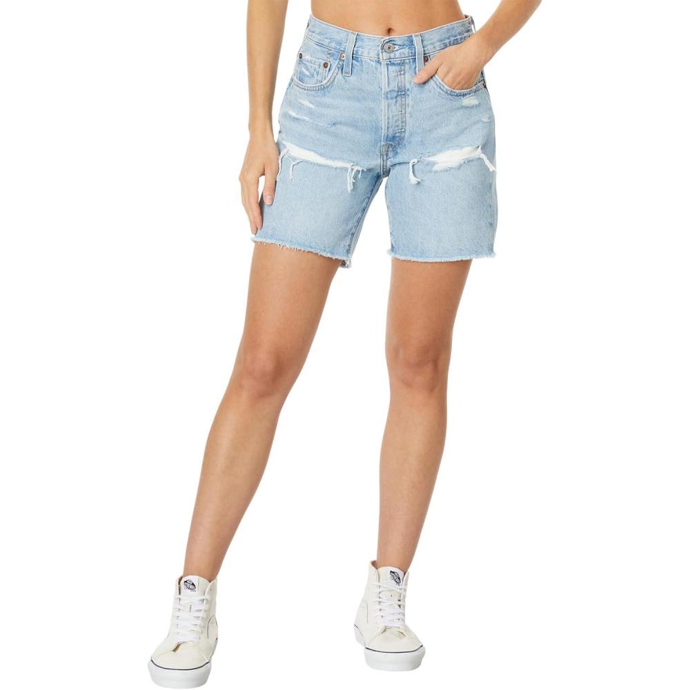 imageLevis Womens 501 Mid Thigh ShortsMedium Indigo DestructedIndigo