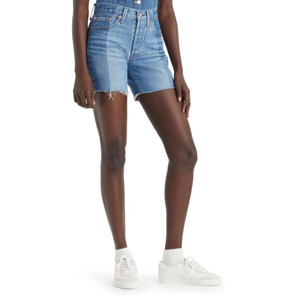 imageLevis Womens 501 Mid Thigh ShortsNew Blue